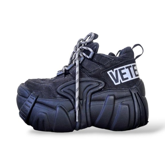 Vetemens x Swear collab chunky platform black leather sneakers - Picture 1 of 16